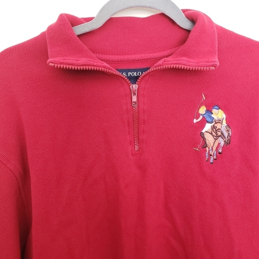 U.S. Polo Assn Red Half Zip Up Sweater - Picture 9 of 14